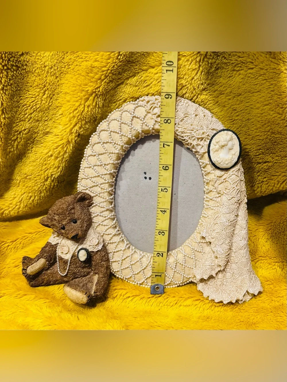 Fancy Frames Cameo Lace Ribbon Teddy Bear Lace Picture Frame Set Of 2 Victorian